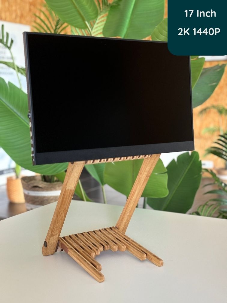 Foote with 17 inch 2K monitor